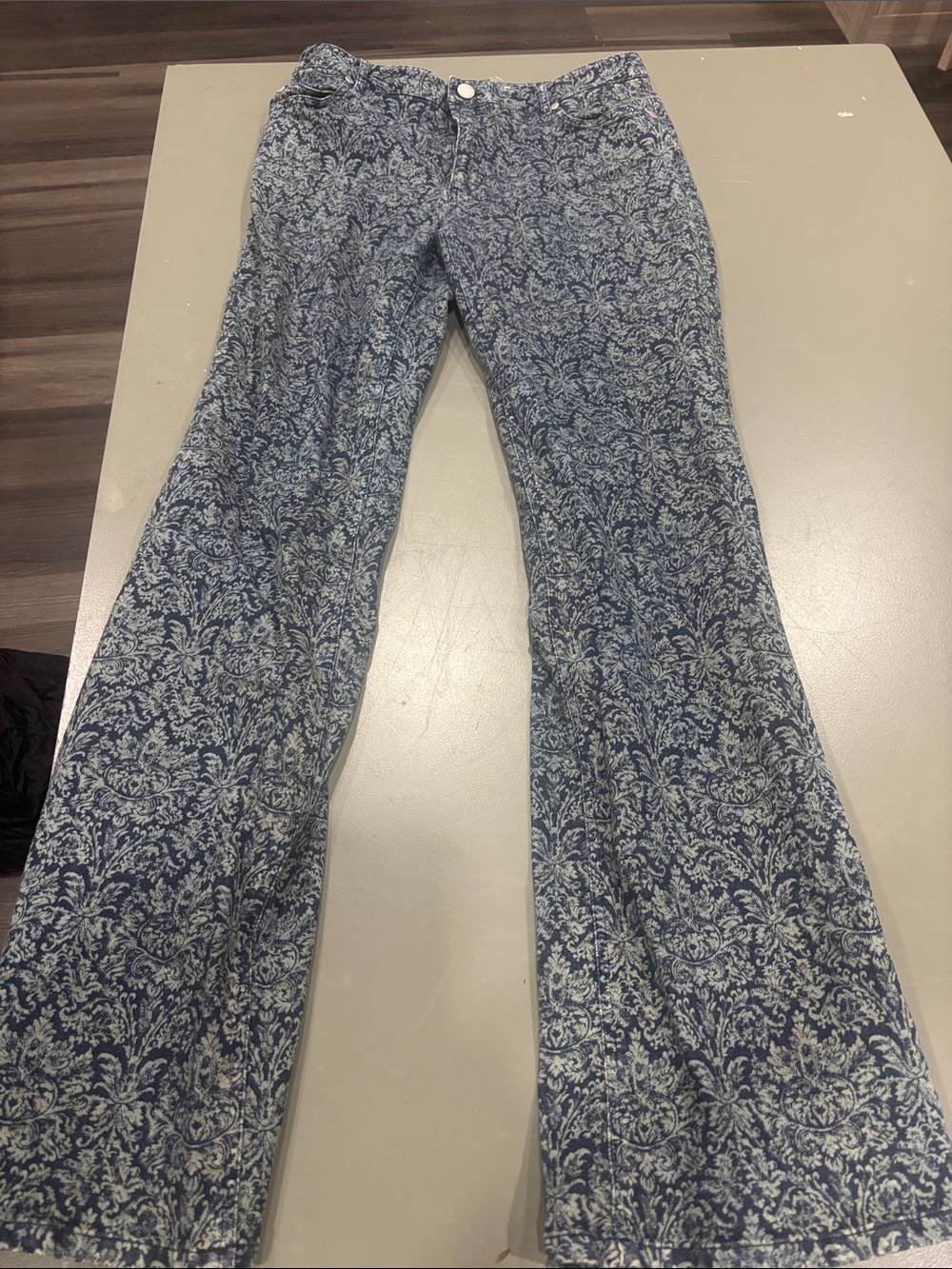 Jones New York Blue Printed Boot-Cut Flare Pants